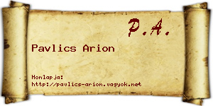 Pavlics Arion névjegykártya